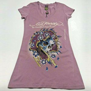 Women's Ed Hardy Eggplant Medusa Tee Shirt